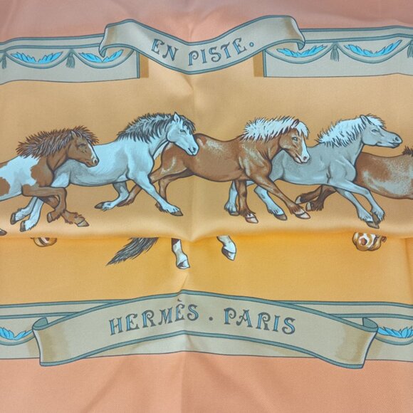 HERMES Authentic Orange Silk Scarf - Picture 5 of 7